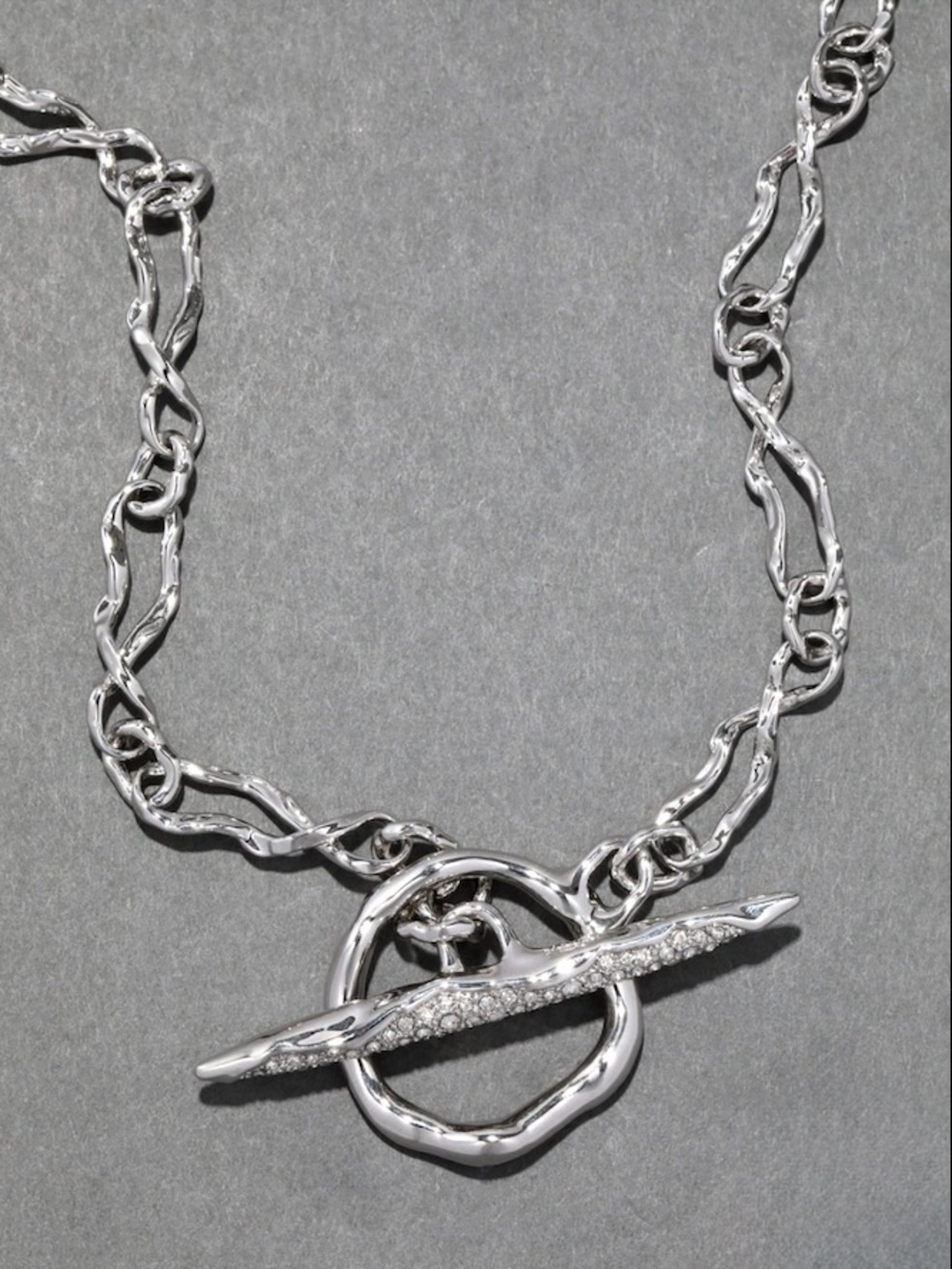 NEW Alexis Bittar Toggle Necklace Solanales Crystal Spear Spike Silver C Z JL29
